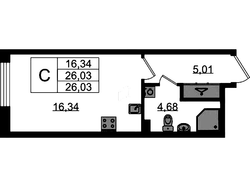 Квартира студия 26.03 м², 2/11 эт., ЖК «VEREN NORT Сертолово»